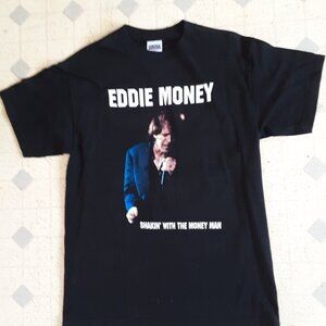 Vtg EDDIE MONEY SHAKIN' WITH THE MONEY MAN TOUR T-SHIRT Black Adult Large Size